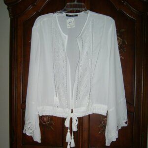 DolceCabo White Delicte Blouse, Cardigan, NWT
